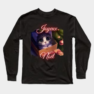 Merry Christmas - Cute Cat Under The Christmas Tree Long Sleeve T-Shirt